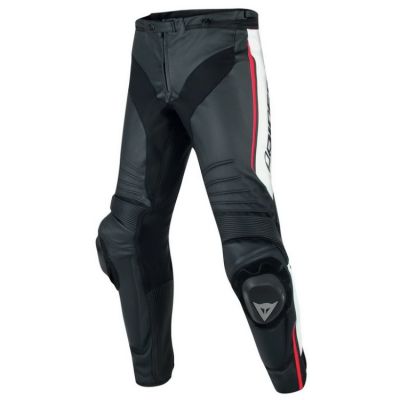 Dainese MISANO sportovní kožené kalhoty bílé/fluo-červené vel.46